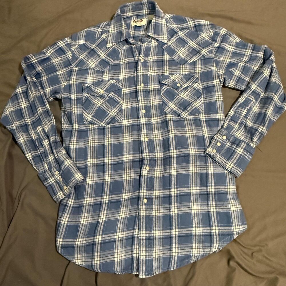 Ely Cattleman Shirt‎ Mens SMLRG Blue Plaid Long Sleeve Button Up Flannel Cotton